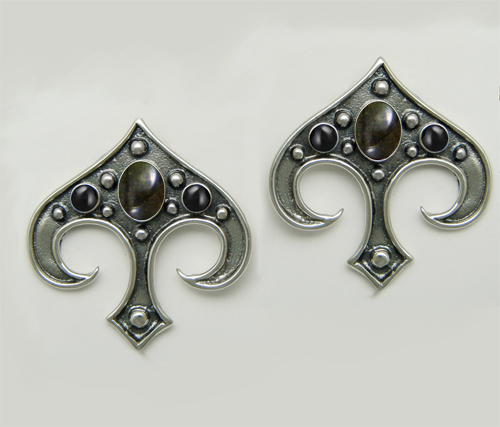 Sterling Silver Gothic Inspired Drop Dangle Earrings With Spectrolite And Black Onyx